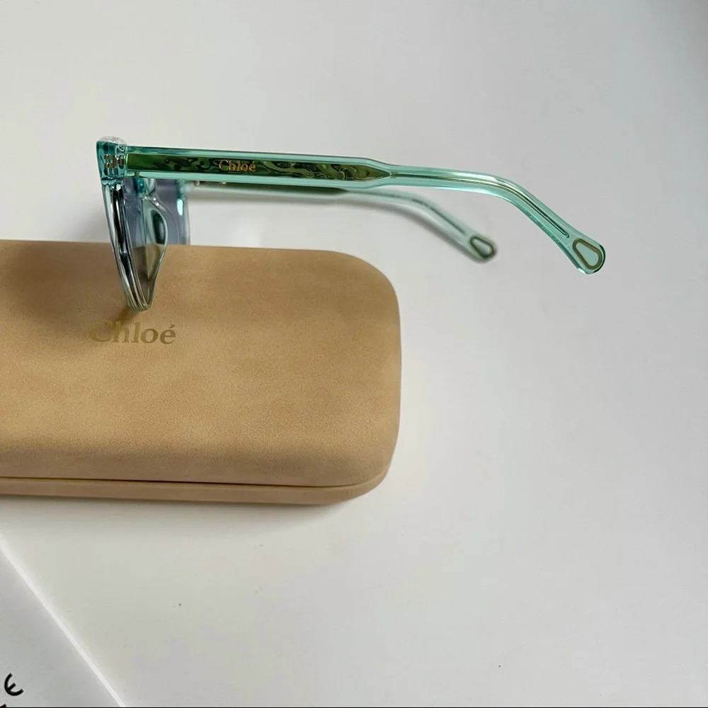 New Chloe Authentic 48mm Round Blue Sunglasses With Case - Reemoly